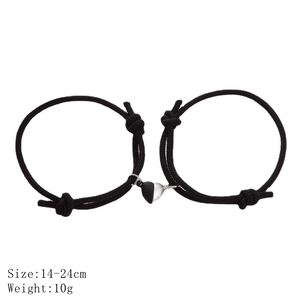 Gelang pasangan persahabatan hati <span class=keywords><strong>Magnet</strong></span>, gelang buatan tangan magnetik hati hitam modis dapat diatur untuk pasangan - Product Image 3