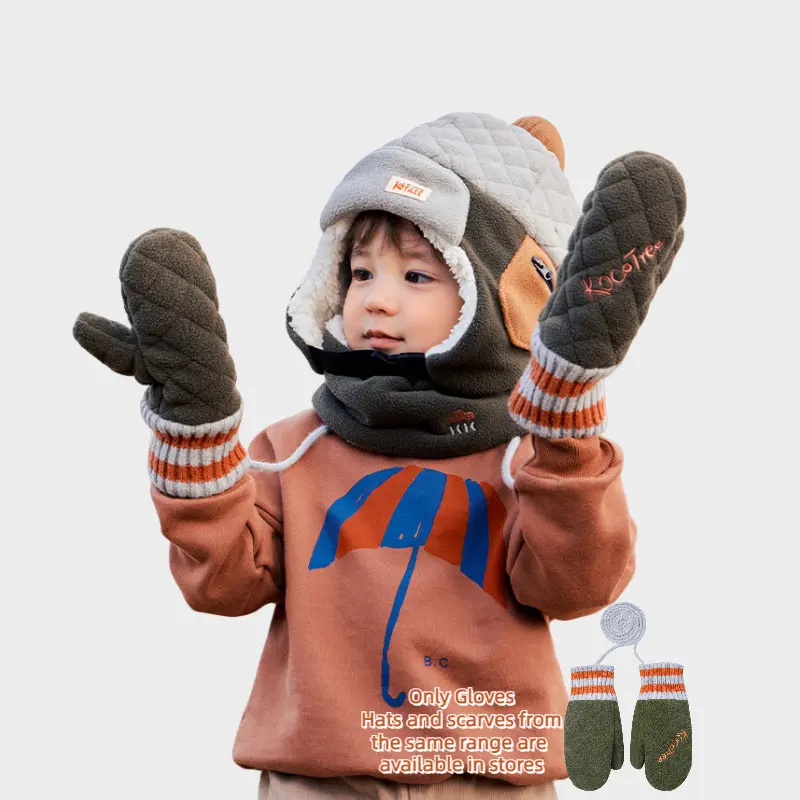 Kocotree Merk Full Finger Kids Handschoenen Winter Warm Gebreide Wanten Pluche Dikker Kersthandschoenen