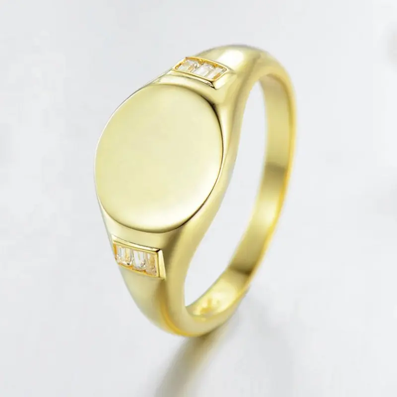 JCA hot sell 925 sterling silver gold plated custom signet rings for women