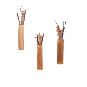 Wooden Wall Vase <b>Square</b> Minimalist Design Natural Wood Color Floral Display - Product Image 5