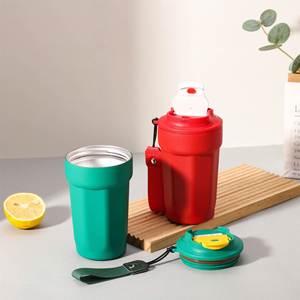 Stainless Steel Insulated Coffee Tumbler with Strap, Leakproof <b>Double</b> <b>Wall</b> Travel <b>Mug</b> with Dual Lid, for Office, Gym Custom Logo - Product Image 4