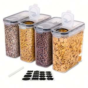 Storage <b>Containers</b> <b>with</b> <b>Lids</b>, Cereal Storage <b>Container</b> <b>Plastic</b> Airtight <b>Food</b> Storage <b>Containers</b> Snacks and Sugar 4 Piece Set - Product Image 1