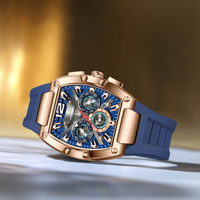 Montre sport de luxe Poedagar 9051 pour homme, boîtier tonneau, bracelet en silicone, montre à quartz étanche pour homme, directement de l'usine