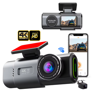 Cámara de salpicadero de coche 4K 2160P con doble lente grabadora de vídeo de vehículo delantera y trasera pantalla IPS función de estacionamiento incorporada - Product Image 1
