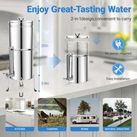 Filtre à eau par gravité Cobectal 3,0 gallons en acier inoxydable 304, purificateur de comptoir à 8 étapes avec charbon actif, support et filtres