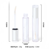 Gerade Runde Lipgloss-Tube Verpackung 3,3ml Dickwandige Leere Lipgloss-Tube Transparenter Applikator Leere Lipgloss- und Lippenöl-Tube