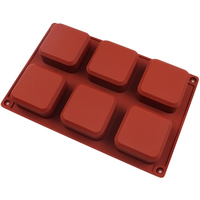 Moule en silicone à 6 cavités carrées pour gâteaux, savons et bougies, sans BPA, échantillon gratuit d'usine 1369