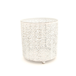 ที่ใส่เทียนทีไลท์แบบเกลียว สีขาวล้างลายโลหะ - Product Image 1