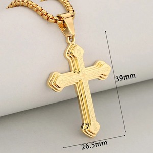 Collier pendentif croix 3D superposée en acier inoxydable, gravé avec la Prière du Seigneur, bijou religieux chrétien unisexe, cadeau pour le quotidien - Product Image 2