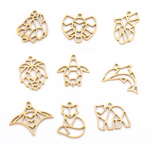 Oferta Caliente: Dijes de Acero Inoxidable para Joyería DIY, Colgantes de Animales Geométricos Huecos de Moda (Lobo, León, Elefante, Zorro, Delfín) al por Mayor - Product Image 5