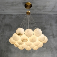 Lustre nordique en albâtre, moderne et simple, pour chambre à coucher, salon, salle à manger, villa, luminaire suspendu décoratif en marbre