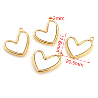 17mm Nouveau Coeur Blanc Shell Pendentif 18K Plaqué Or Amour Charme DIY Collier Boucle D'oreille En Acier Inoxydable Personnalisé Bijoux Pas Cher