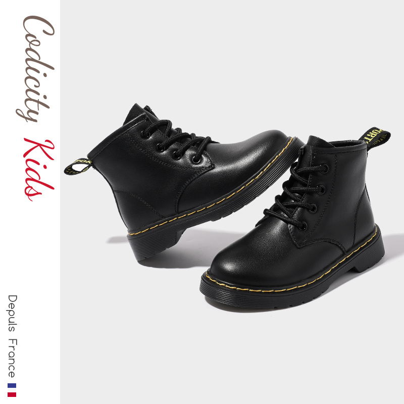 2021 New Fashion Children booties Leather Waterproof Winter Kids leather Children's boots Snow Shoes Martin Boots For Girls