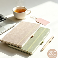 Cuaderno de Tapa Dura con Tela de Lino, A5, Verde Salvia, Diario de Tela Tejida con Banda Elástica, Soporte para Bolígrafo, Apertura Plana, para Oficina, Escuela, Regalo