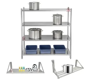 Équipement de cuisine commercial Supports en acier inoxydable Étagère en métal Étagère de rangement de cuisine