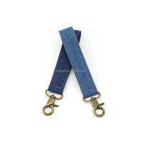Porte-clés unique en denim foncé avec sangle de poignet, support pour clés de voiture, impression et broderie de logo, couleur personnalisée