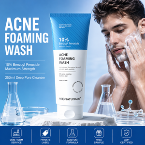 Limpiador facial <span class=keywords><strong>de</strong></span> etiqueta privada Limpiador <span class=keywords><strong>de</strong></span> eliminación <span class=keywords><strong>de</strong></span> espinillas <span class=keywords><strong>10</strong></span>% Peróxido <span class=keywords><strong>de</strong></span> <span class=keywords><strong>benzoilo</strong></span> Lavado facial espumoso antiacné - Product Image 1