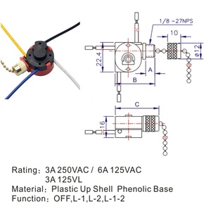 Interrupteur à chaîne de remplacement pour ventilateur de plafond Zing Ear ZE-268S1, 3 vitesses, 4 fils, 6A max. Courant - Product Image 2