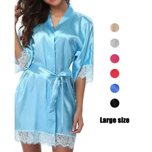 Produttore Kimono in seta abito da notte da donna abiti corti da bagno damigella d'onore per festa di nozze camicia da notte abbigliamento da notte per adulti