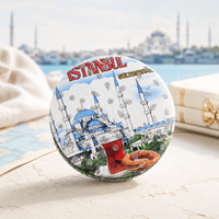 OEM ODM Turquie City Square Mini miroir de poche Istanbul Maquillage Logo personnalisé Souvenirs de voyage