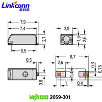 Connecteur de bornier de soudage pour PCB SMT 3 mm, borniers 2059-301 en plastique ABS avec entrée circulaire et pince métallique