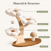 Arbre à chat floral 3 niveaux avec lit, structure d'escalade, griffoir durable et résistant aux rayures, jouet en tissu au style mignon pour votre chat