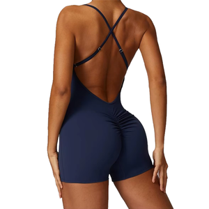 Body de una pieza ligero con tirantes cruzados para mujer, ideal para verano, gimnasio, yoga, correr y uso casual. - Product Image 1