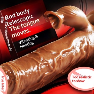 Лидер продаж: Автоматический вибратор для взрослых, реалистичный дилдо из жидкого силикона, 12 режимов вибрации, телескопический, с подогревом - Product Image 5