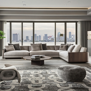 Modern L-Shaped <strong>White</strong> Corner Sectional Luxury Velvet Villa Italian Sofa 5-Seater Loveseat with Chaise Pillows - Product Image 2