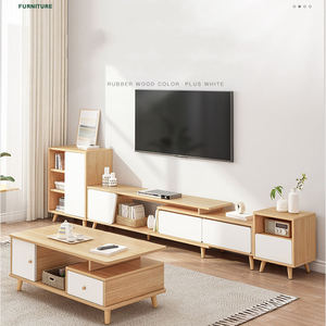 Soporte de <span class=keywords><strong>TV</strong></span> Extensible, Consola Multimedia Telescópica de Madera para Sala de Estar, Longitud Ajustable de 120-200 cm - Product Image 2