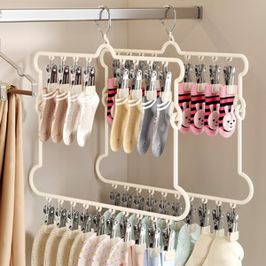 Sock Drying <b>Rack</b> With 18 Clips Rectangle Shape Hook Type For Home <b>Clothes</b> Organizer Underwear And Socks Hanger - Product Image 1