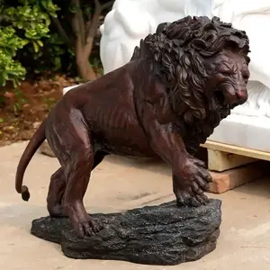 Grosir Pabrik Tiongkok patung singa perunggu antik besar patung singa kuningan untuk dijual