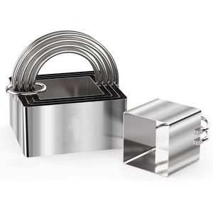 Ensemble de découpoirs à biscuits (5 pièces/ensemble) – Moule carré avec poignée – Outil professionnel pour la pâte à pâtisserie – Emballage en sac PP - Product Image 1