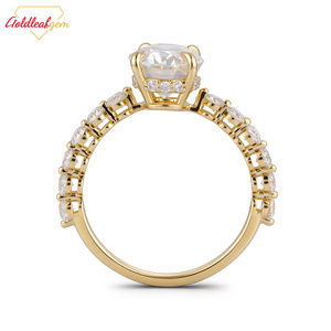 Bagues de fiançailles de luxe personnalisées en or jaune 14k/18k plaqué rhodium, coupe ovale, moissanite certifiée GRA 1-8 carats pour mariage et soirée - Product Image 5