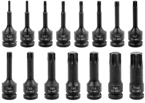 1/2inch 8pcs Torx bit Sao Ổ cắm ổ đĩa vuông đặt T20 T25 T30 T40 T45 T50 T60 T70 CR-MO tác động ổ cắm bit - Product Image 2