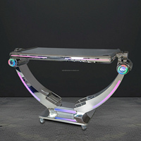 Consola de DJ Portátil Moderna LiqVis con Logotipo Personalizado, Mesa de DJ de Acero Inoxidable con Espejo, Cabina de DJ con Luces LED de Colores para Fiestas, Festivales y Eventos