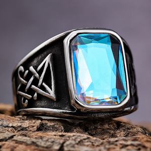 Anillos Vintage de Lucifer Morningstar, Acero Inoxidable, Estilo Punk Satánico, Piedra Lunar, Ágata Negra, Sello, Anillos de Sello para Hombre y Mujer - Product Image 4