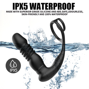 Hochwertige Fernbedienung Teleskop Sexspielzeug Prostata Massage Cockring mit Anal Plug Vibrator - Product Image 2