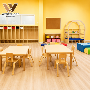 Muebles de Preescolar Montessori, Diseño de Aula de Jardín de Infancia en Madera, Muebles de Guardería, Juego de Mesa y Sillas para Niños - Product Image 1