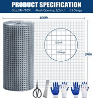 Grillage métallique 1/2 pouce 16 po x 100 pi 19 gauge, rouleaux de grillage galvanisé à chaud pour poulailler, clôture de volière