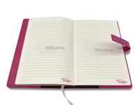 Diario de Cuero Rosa con Patrón Repujado, Páginas para Escribir Impresas Personalizadas, Diario de Cuero con Cubierta Elegante, Cuaderno Personalizable