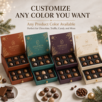 Boîte en carton rigide sur mesure à deux niveaux avec couvercle articulé et tiroir pour chocolats de Noël, fabrication OEM
