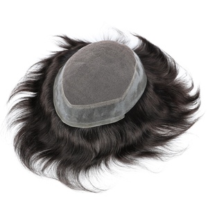 Prothèse capillaire homme 1B en cheveux naturels indiens Remy, ondulés, avec base en dentelle, nouée à la main, qualité supérieure, meilleur prix - Product Image 4