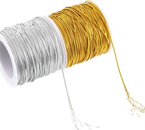 OKAY Vente en gros de <span class=keywords><strong>cordon</strong></span> élastique rond fait main en or et argent <span class=keywords><strong>1mm</strong></span> pour emballage cadeau de Noël - Product Image 1