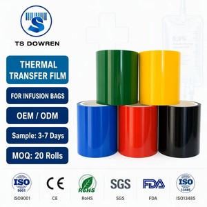 Film de transfert thermique non toxique pour sacs de perfusion médicale, feuille de marquage à chaud de qualité pharmaceutique pour le codage de la date et du lot des sacs IV - Product Image 1