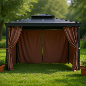 Rideau d'intimité imperméable couleur café 10x10x6,9 pieds pour gazebo, pergola, usage extérieur - Product Image 2