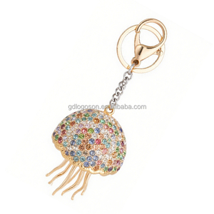 Llaveros de medusas de dibujos animados Adornos de animales de diamantes de imitación en aleación de zinc Recuerdos de moda y regalos para amigos - Product Image 1