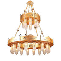 Lustre marocain en fer forgé pour mosquées, grand modèle allongé, éclairage élégant pour espaces islamiques et musulmans