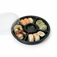 Plateau de service LINHAI 10 pouces, 4 compartiments, en plastique sans BPA, pour fruits, noix, sushis, plats à emporter, idéal pour les fêtes