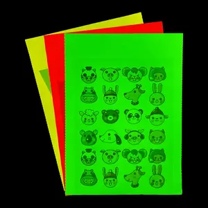 Neon Groene Fluorescerende Sticker A4 Volledige Sheet Matte Adhesive Beschrijfbare Geel Naam Tags Etiketten Printable Heldere Neon Sticker Papier